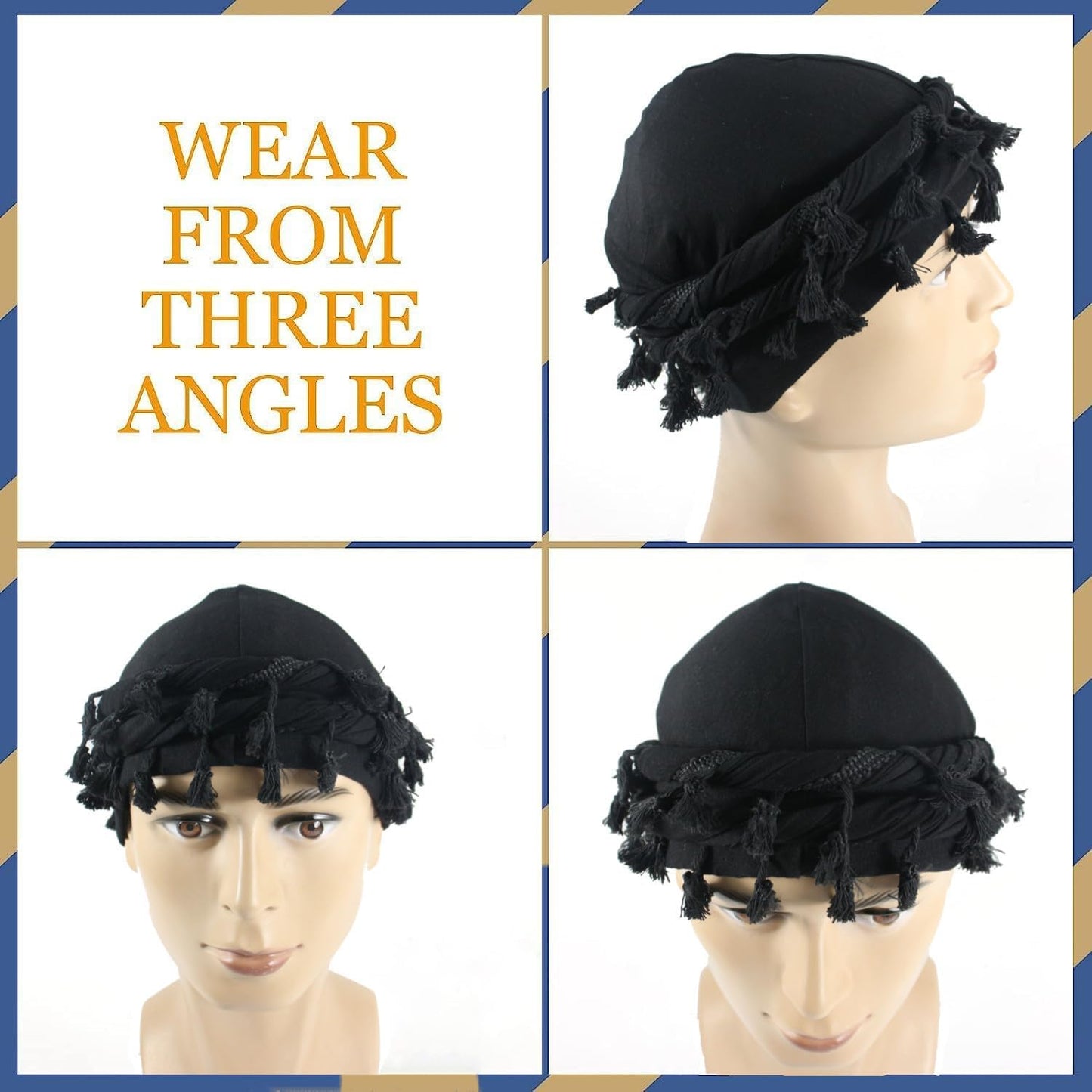  Vintage Satin Lined Halo Turban Durag Head Wrap With Twists