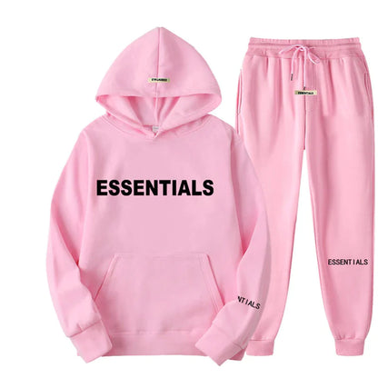 Essentials Unisex Hooded Sweatshirt Set Reflective Letter Print Jogging - Sweatshirt Streetwear Apparel