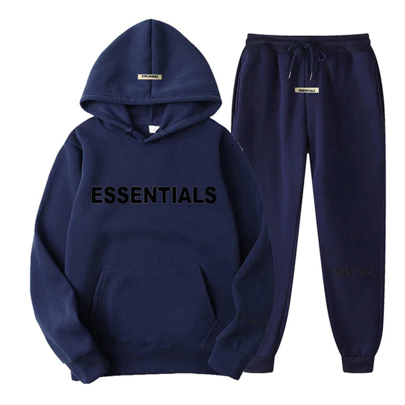 Essentials Unisex Hooded Sweatshirt Set Reflective Letter Print Jogging - Sweatshirt Streetwear Apparel