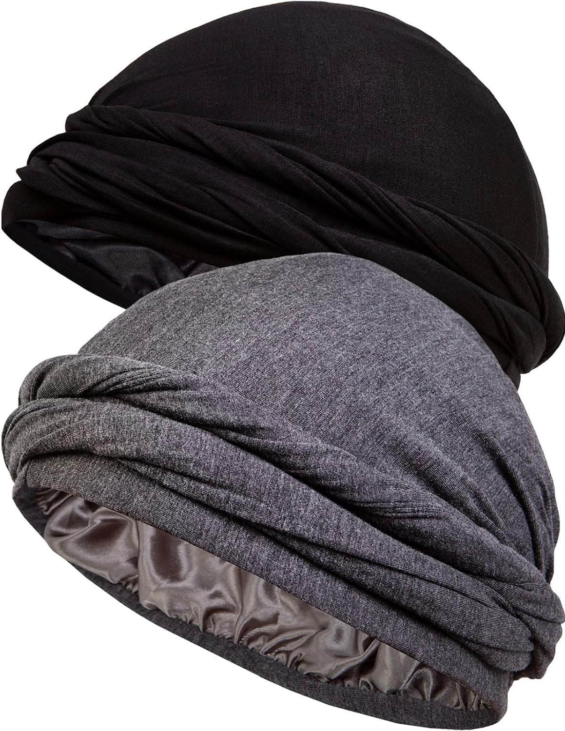 Silk Satin Lined Halo Turban Head Wrap Pre-Tied Skull Cap for Men and Women Sleeping Bonnet Hair Cover Chemo Hair Loss Hat