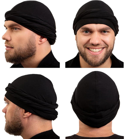 Silk Satin Lined Halo Turban Head Wrap Pre-Tied Skull Cap for Men and Women Sleeping Bonnet Hair Cover Chemo Hair Loss Hat