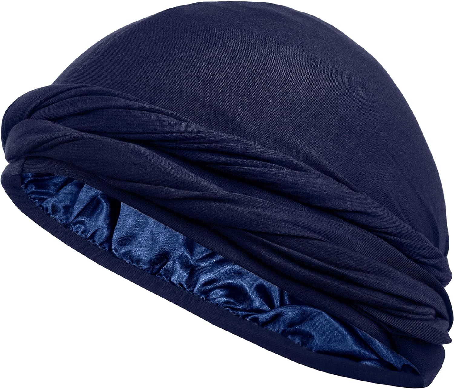 Silk Satin Lined Halo Turban Head Wrap Pre-Tied Skull Cap for Men and Women Sleeping Bonnet Hair Cover Chemo Hair Loss Hat