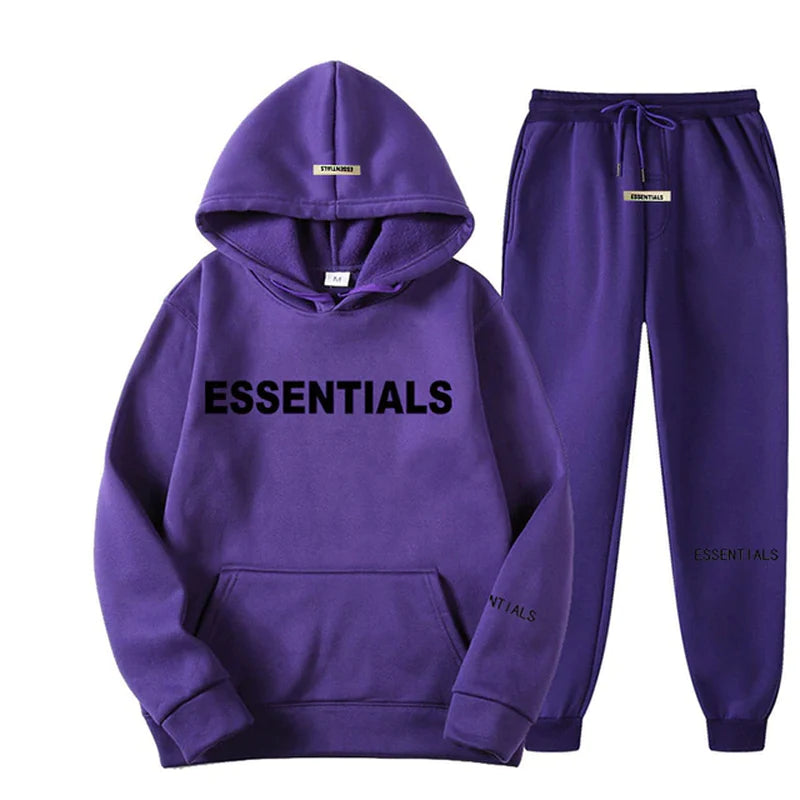 Essentials Unisex Hooded Sweatshirt Set Reflective Letter Print Jogging - Sweatshirt Streetwear Apparel