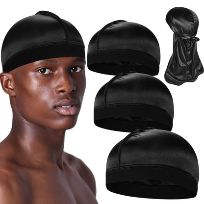 Solid Color Wave Caps With Durag for Men/Women Headwear Soft Elastic Breathable Beanie