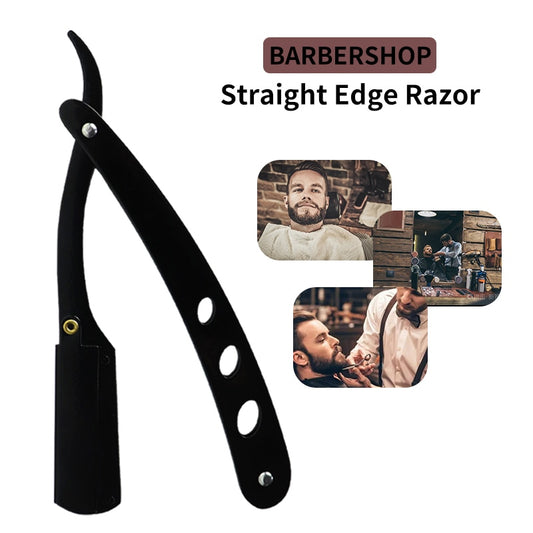 Straight Edge Barber Razor  Beard Shaving And Care Replaceable Blades