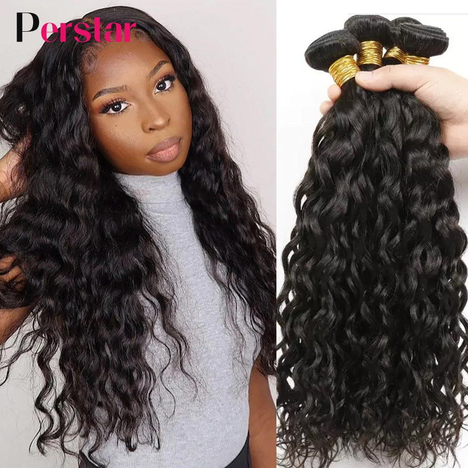 Brazilian Water Wave Bundles Human Hair Weave 1/3/4PCS Curly Bundles Human Hair Extensions Natural