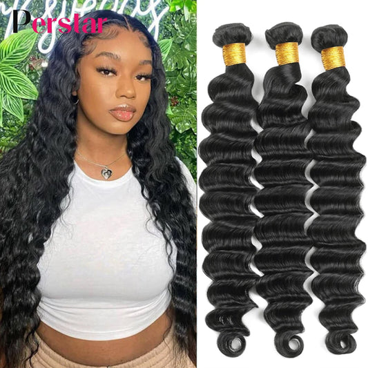 Loose Deep Wave Bundles Human Hair Bundles 1/3/4 PCS Brazilian Hair Extensions Loose Deep Hair Weave Bundles Human Hair