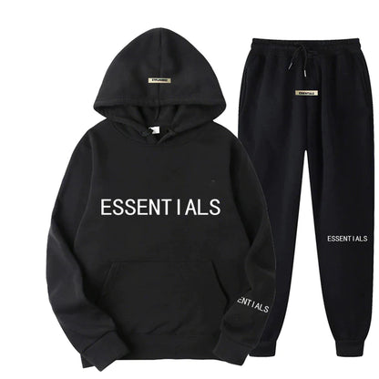 Essentials Unisex Hooded Sweatshirt Set Reflective Letter Print Jogging - Sweatshirt Streetwear Apparel