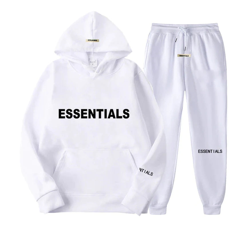 Essentials Unisex Hooded Sweatshirt Set Reflective Letter Print Jogging - Sweatshirt Streetwear Apparel