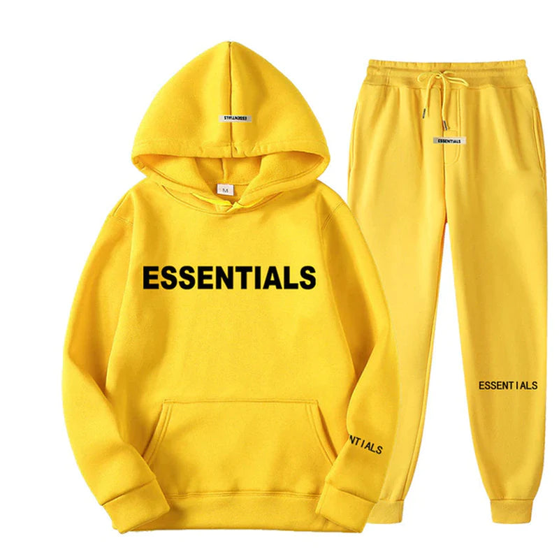 Essentials Unisex Hooded Sweatshirt Set Reflective Letter Print Jogging - Sweatshirt Streetwear Apparel